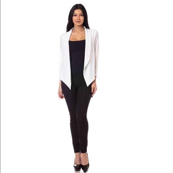 Royal Blue Curvy Lightweight Open Front Blazer - Picture 3 of 6